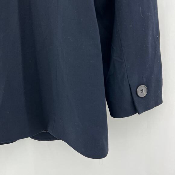 DKNY US 10 Petite Womens Navy Blue Wool Blend Fitted Blazer Jacket 5 Button - Picture 6 of 10